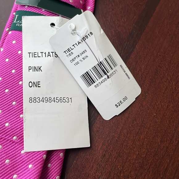 Ralph Lauren Boys Pink Polkadot tie 100% silk new nwt - Picture 3 of 4